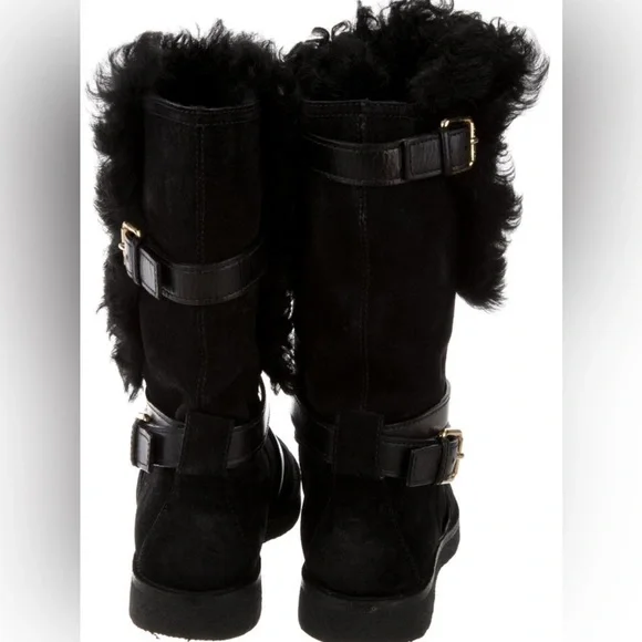 Louis Vuitton women shearling suede boots black - Picture 4 of 11